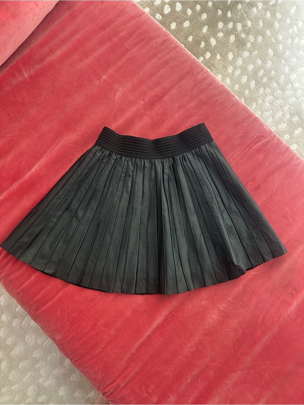 Parker Black Pleated Leather Skirt - Women